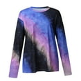 thumbnail image 4 of tklpehg Casual Long Sleeve Shirts for Womens Long Sleeve Autumn Winter Graphic Tee Tie Dye Printed Crewneck Casual Loose Pullover Shirts Blue XL, 4 of 7