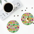 thumbnail image 4 of Honeii Multicolored Tropical print Leather Coaster Set of 4, ideal for safeguarding your furniture from drinks spills and effortless cleanup-Round Shape, 4 of 6