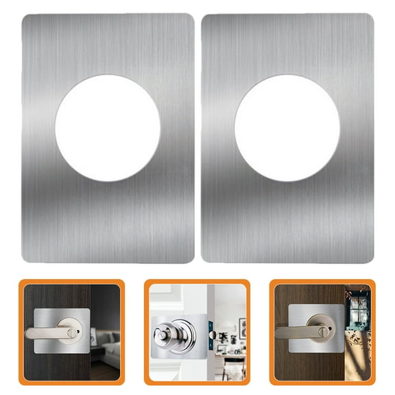 Beaupretty 2Pcs Door Knob Plate Reinforcement Kit Stainless Steel Easy Install for Wooden Metal Doors