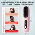 thumbnail image 3 of Cordless Hair Straightener Brush - Rapid Heating Technology,Adjustable Heat Settings - Portable 3-in-1 Styling Tool for Travel - Cordless Curling Iron Rechargeable - Go Brush Pro (Pink), 3 of 9