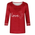 thumbnail image 4 of Vetsdori 3/4 Sleeve Blouses for Women Gifts for Girlfriend Trendy Pullover Valentine Plus Size Heart Print Graphic,Cute Juniors Tops Crew Neck, 4 of 5