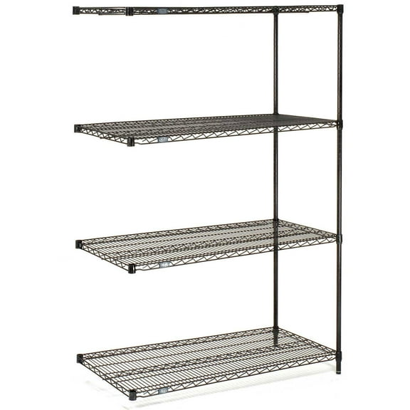 Nexel 4 Shelf Black Epoxy Wire Shelving Unit Add On 54""W x 14""D x 54""H