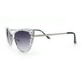 thumbnail image 6 of Womens Luxe Pearl Jewel Trim Classic Cat Eye Metal Rim Sunglasses Silver - Smoke, 6 of 8