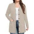 thumbnail image 1 of Veste Matelassée pour Femmes Cardigan Léger Cardigan en Tricot Doux Manches Longues Léger Ouvert Chandails en Molleton Boutons Mode Automne 2025 Cardigans avec Poches Vêtements Habillés d'Hiver, 1 of 7