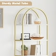 thumbnail image 6 of Homhougo Bookshelf 5 Tier Bookcase Arched Display Racks Tall Standing Bookshelves Mental Frame Modern Storage Rack Shelf Large Wood Book Shelf for Bedroom, Living Room, Home Office, White/Gold, 6 of 8