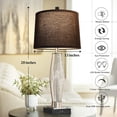 thumbnail image 5 of LiviNest Silver Glass Table Lamp with USB Charging: Modern 3-Color Temperature Bedside Lamp for Home Office - Dual USB A+C Ports Black Linen Shade LED Bulbs Included, 5 of 6