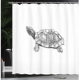 thumbnail image 3 of Ambesonne Turtle Shower Curtain, Red-Eared Slider Drawing, 69"Wx75"L, Charcoal Grey and White, 3 of 4