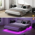 thumbnail image 5 of Floating Bed Frame Full Size, Heavy Duty Bedframe with Smart LED Lights & Charging Station, Modern Metal Platform Bed, Easy Assembly No Box Spring Needed, 8 Inch, 5 of 8