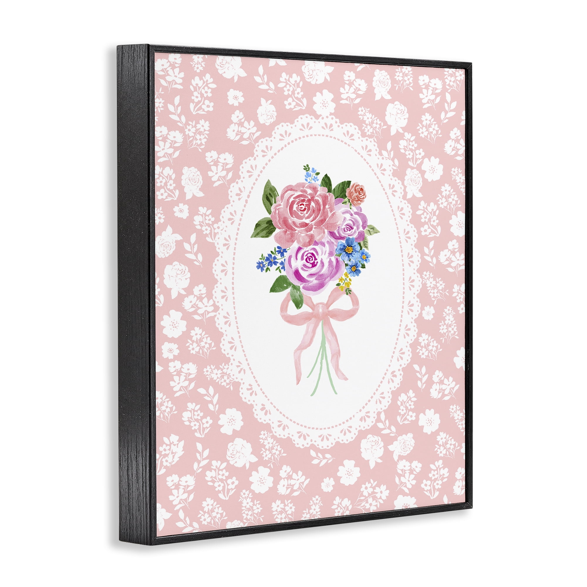 Stupell Industries Peach Feminine Bouquet Black Framed Giclee Art, design by Corinne Haig