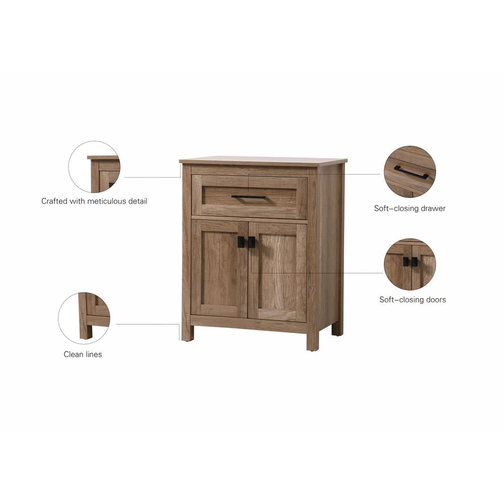 Elegant Kitchen and Bath 24 Inch Wide Bathroom Storage Freestanding Cabinet In Natural Oak