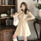 thumbnail image 4 of Mini vestido de punto interior sólido para mujer, estilo coreano, vestidos de suéter de manga larga cálidos, vestido de cintura elegante para mujer, Otoño e Invierno, 4 of 5
