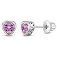 thumbnail image 1 of 925 Sterling Silver Simulated Tourmaline Birthstone Heart Screw Back Earrings, 1 of 8