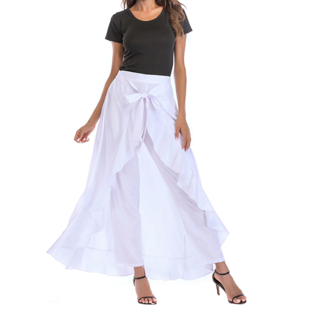 BRUBI Trousers women Split Skirt Overlay Buckle Belted Wide Leg Pants (Size  : XL) : Buy Online at Best Price in KSA - Souq is now Amazon.sa: Fashion