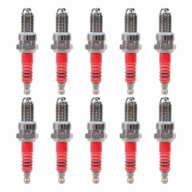 10-Pack D8TC Spark Plugs with 3 Electrodes for Motorcycles ATVs Scooters Quads 125CC to 250CC Engines