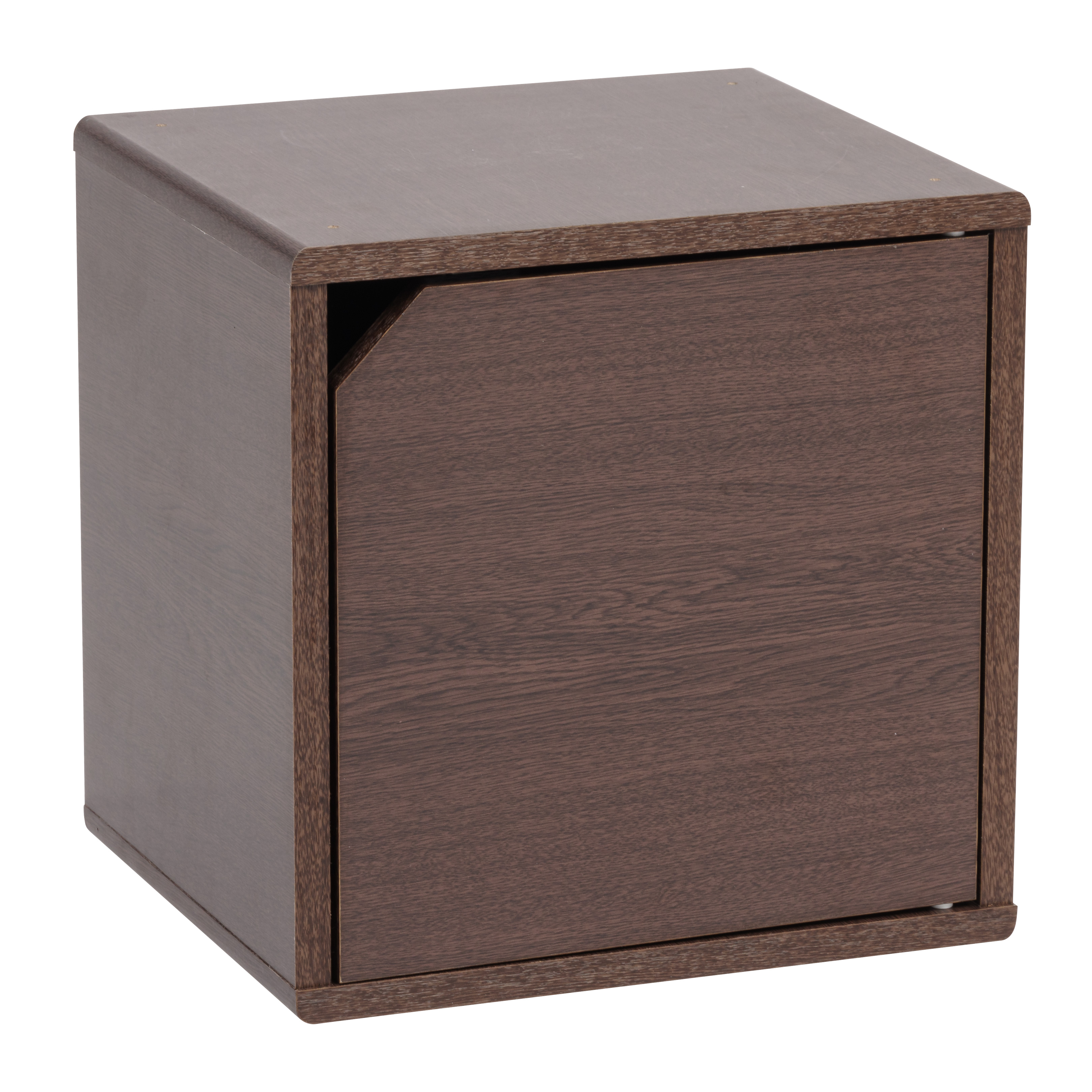 IRIS Wood Storage Cube with Door, Brown Oak, Kuda Series