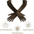 thumbnail image 4 of Long Opera Party 20s Satin Gloves Stretchy Adult Size Elbow Length,Brown, 4 of 4