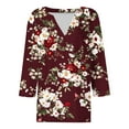 thumbnail image 5 of Womens 3/4 Cuffed Sleeve Floral Blossom Printed V Neck Casual Blouse Shirt Tops Fashion 2024 Slim Fit Tunics, 5 of 5