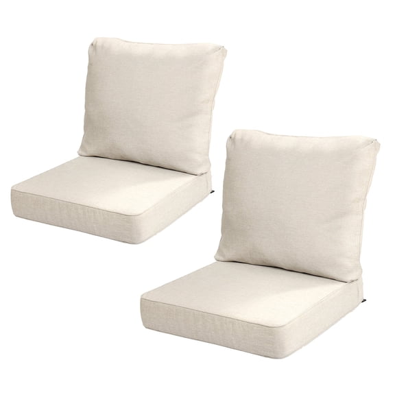 Aoodor 24 x 24 Inch Outdoor Seat Cushion Set of 2, Water-Resistant & Fade Resistant Deep Seat and Back Cushion with Removable Cover for Patio Furniture Chair, Sofa and Couch, Beige Taupe