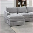 thumbnail image 3 of Modern 5pc Modular Sectional Sofa Set – Gray Suede, Plush Triple-Layer Cushions for Living Room | Gray | Suede | Cushion Back, 3 of 18