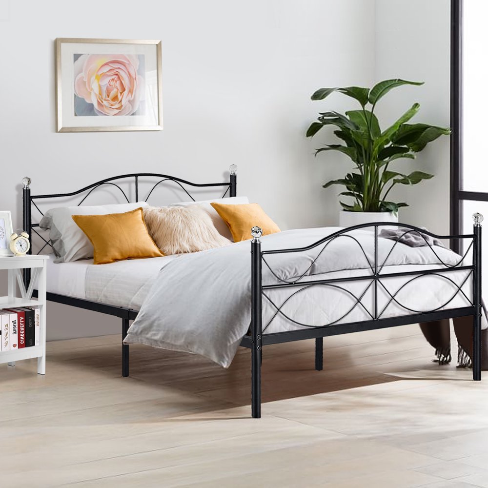 Victoria Full Size Platform Bed Frame,Metal Slats Support with