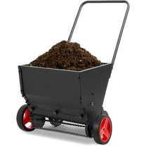 Kojem Compost Spreader W/Handle, 4 Wheels, Adjustable Rate Suitable for Lawn, Farm, Landscraping, Lawn Drop Spreader, Topdresser Push Garden Seeder Garden Tool Cart for Fertilizer, Grass, Seed