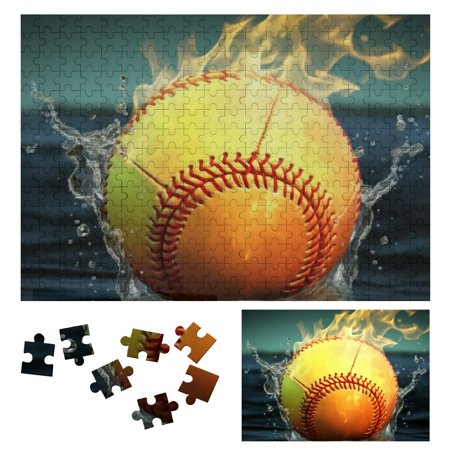 Chilfamy Fire and Water Wooden Unique Shapes Jigsaw Puzzle for Adults and Kids - Leisure Game Toy Gift for Family Friends 300 PCS
