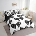 thumbnail image 3 of Manfei Black Bow-tie Bedding King Size, Kawaii Cartoon Bed Set, Dreamy Princess Reversible Bedding Sets King Size, Super Cozy Bedroom Decoration, 7pcs, 3 of 7