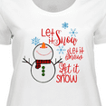 thumbnail image 4 of Inktastic Christmas Let It Snow Cute Snow Man with Snowflakes Women's Plus Size T-Shirt, 4 of 5