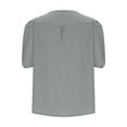 thumbnail image 5 of Stylish Olyvenn Workout Dressy T Shirt for Women Puff Half Sleeve Loose Tunic Tops Pleated Front Trendy Solid Color Blouses Top Gray XL, 5 of 8
