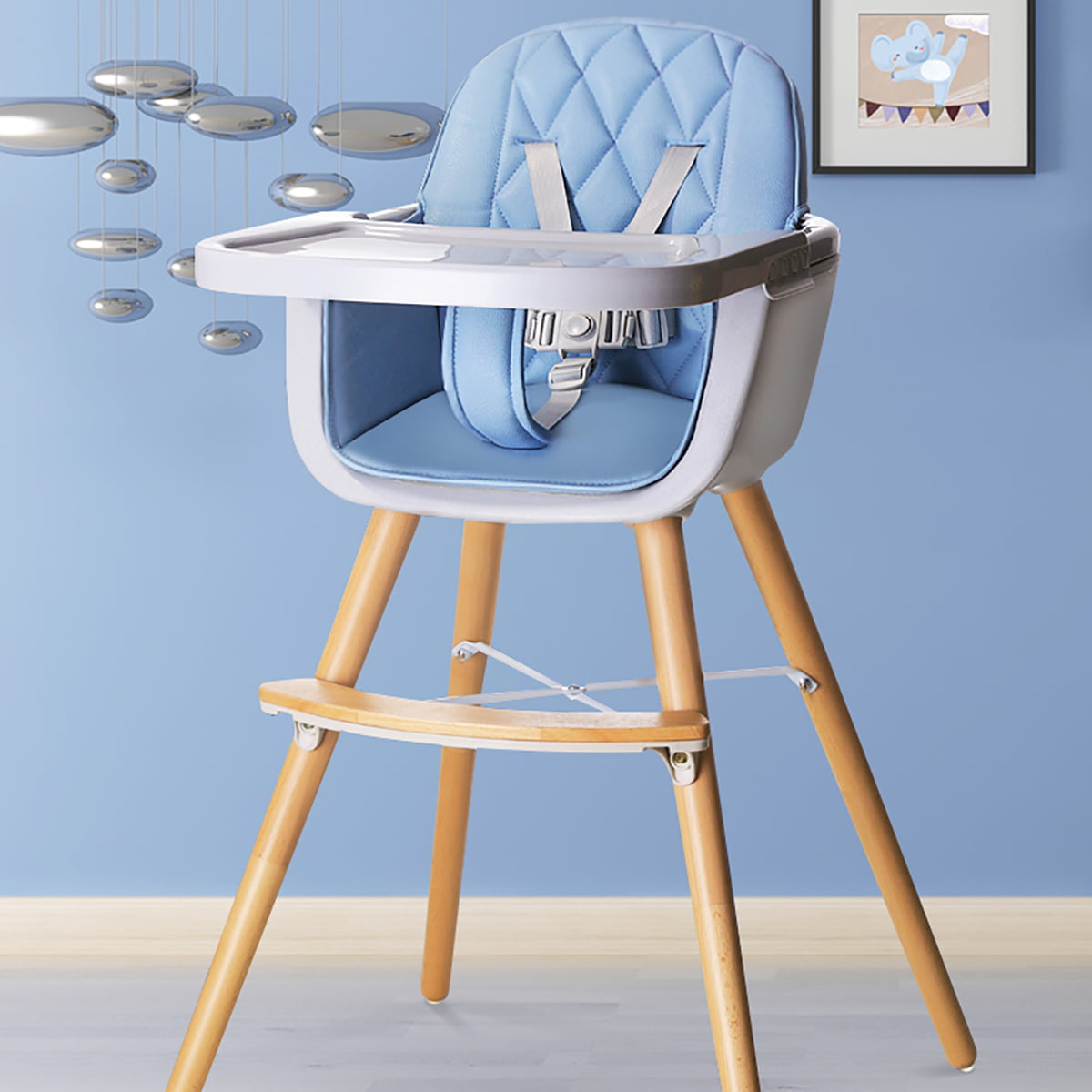 3 in 1 Baby  High  Chair  with Adjustable Legs Tray Cream 