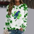 thumbnail image 2 of Plebaso Chandail en Molleton de la Saint-Patrick pour Femmes Imprimé Trèfle Col Rond Manches Longues Chandail P-5TG, 2 of 4