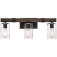 thumbnail image 5 of Franklin Iron Works Poetry Rustic Farmhouse Wall Light Bronze Wood Grain 23 1/2" 3-Light Fixture Seedy Glass for Bedroom Bathroom Vanity Living Room, 5 of 9