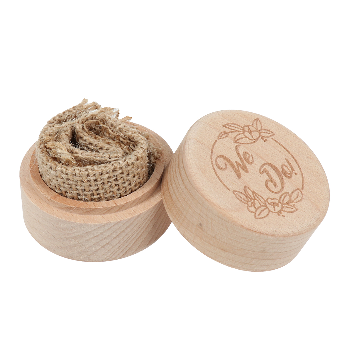 Vintage Wooden Round Ring Box Wedding Engagement Rustic Ring Box Rings