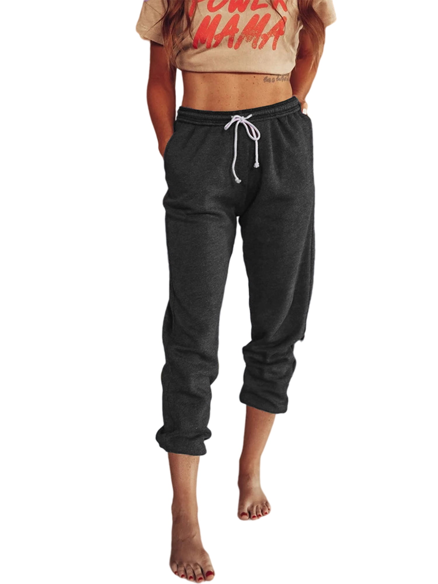 Frontwalk Womens Athletic Works Pants Pockets Drawstring Stretchy ...