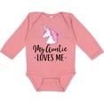 thumbnail image 3 of Inktastic My Auntie Loves Me Unicorn Girls Long Sleeve Baby Bodysuit, 3 of 5