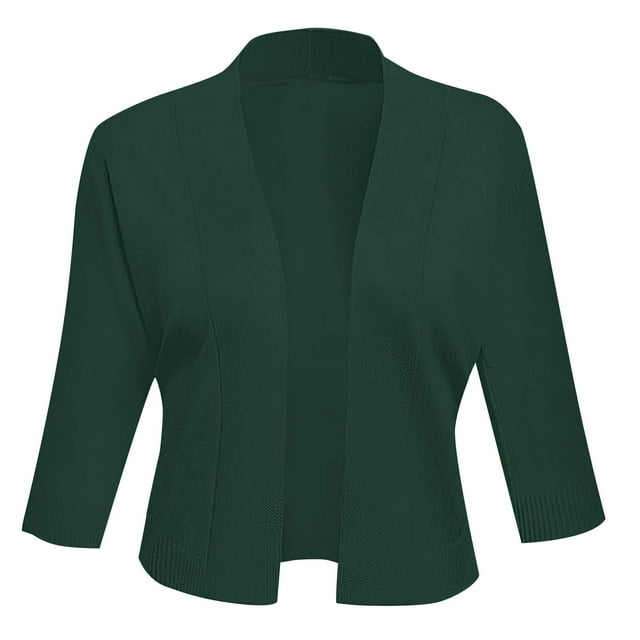 2025 Cardigan pour Femmes Cardigan pour Femmes en Tricot Uni Cardigan à Manches Longues Imprimé pour Femmes Élégant Simple Polyvalent Chandails d'Été Courts pour Femmes à devant Ouvert