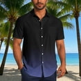 thumbnail image 2 of Mens Hawaiian Shirt Casual Ombre Color Button Down Tshirt Loose Fit Up Dress Shirts Golf Beach Travel, 2 of 6