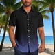 thumbnail image 1 of Blusa y camisa de manga corta con cuello vuelto para hombre, blusa informal de moda con cuello vuelto, estampado degradado, camisa de manga corta con botones, blusa de poliéster para hombre, 1 of 6