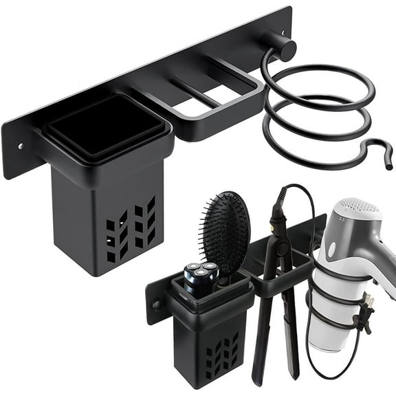 Hair Dryer Holder Wall Mounted, Blow Dryer Rack Holder,Hair Styling Beauty Care Tools Organizer Storage Basket