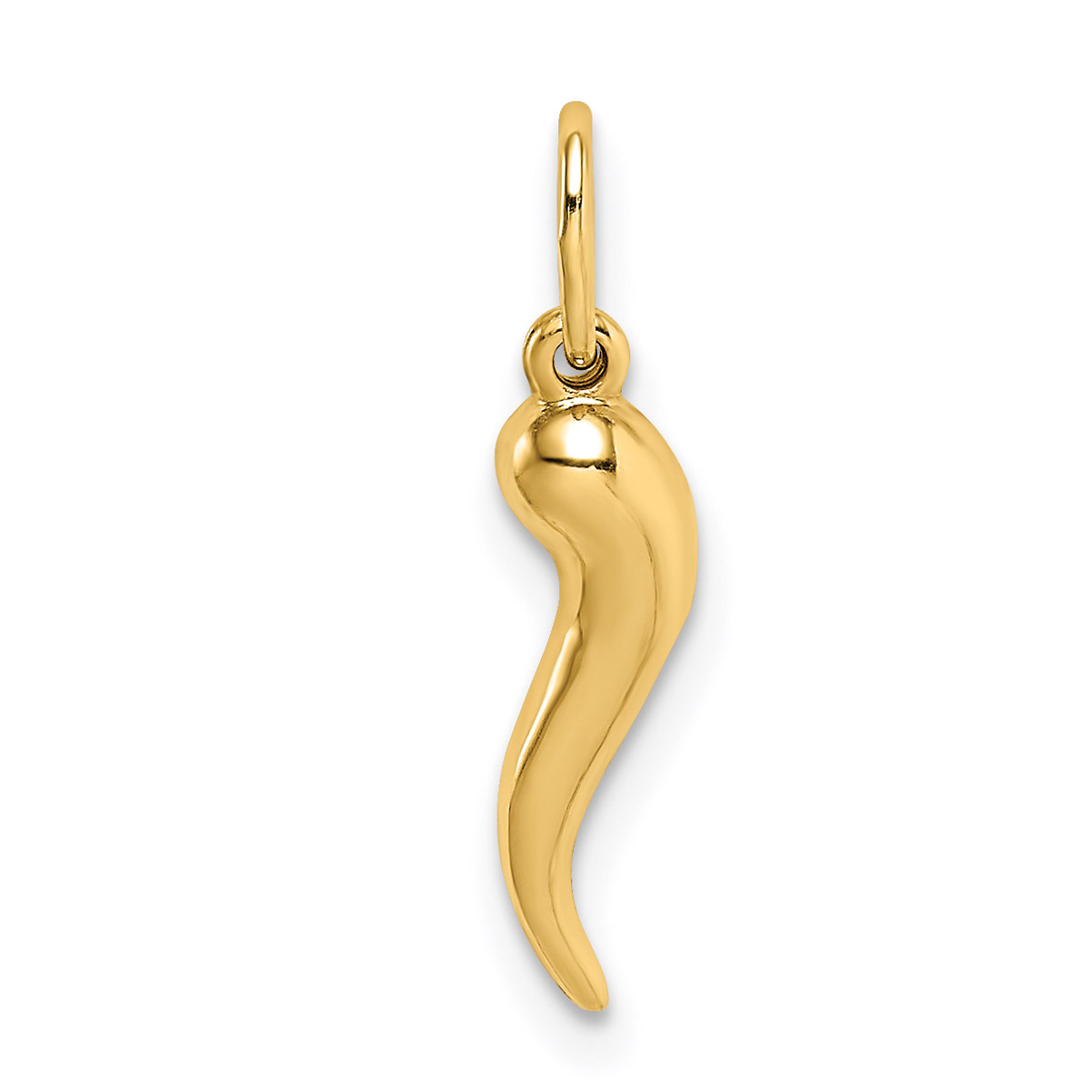 14K Gold Italian Bulls Horn Pendant - Traditional Cornicello Fortune Charm - Ward Off The Evil Eye - Fine Jewelry for Men \u0026 Women - Great Gift for All