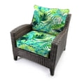 thumbnail image 2 of Jordan Manufacturing 46.5" x 24" Kadir Iceberg Green Leaves Rectangular Outdoor Deep Seat Chair Cushion Set with Welt, 2 of 11
