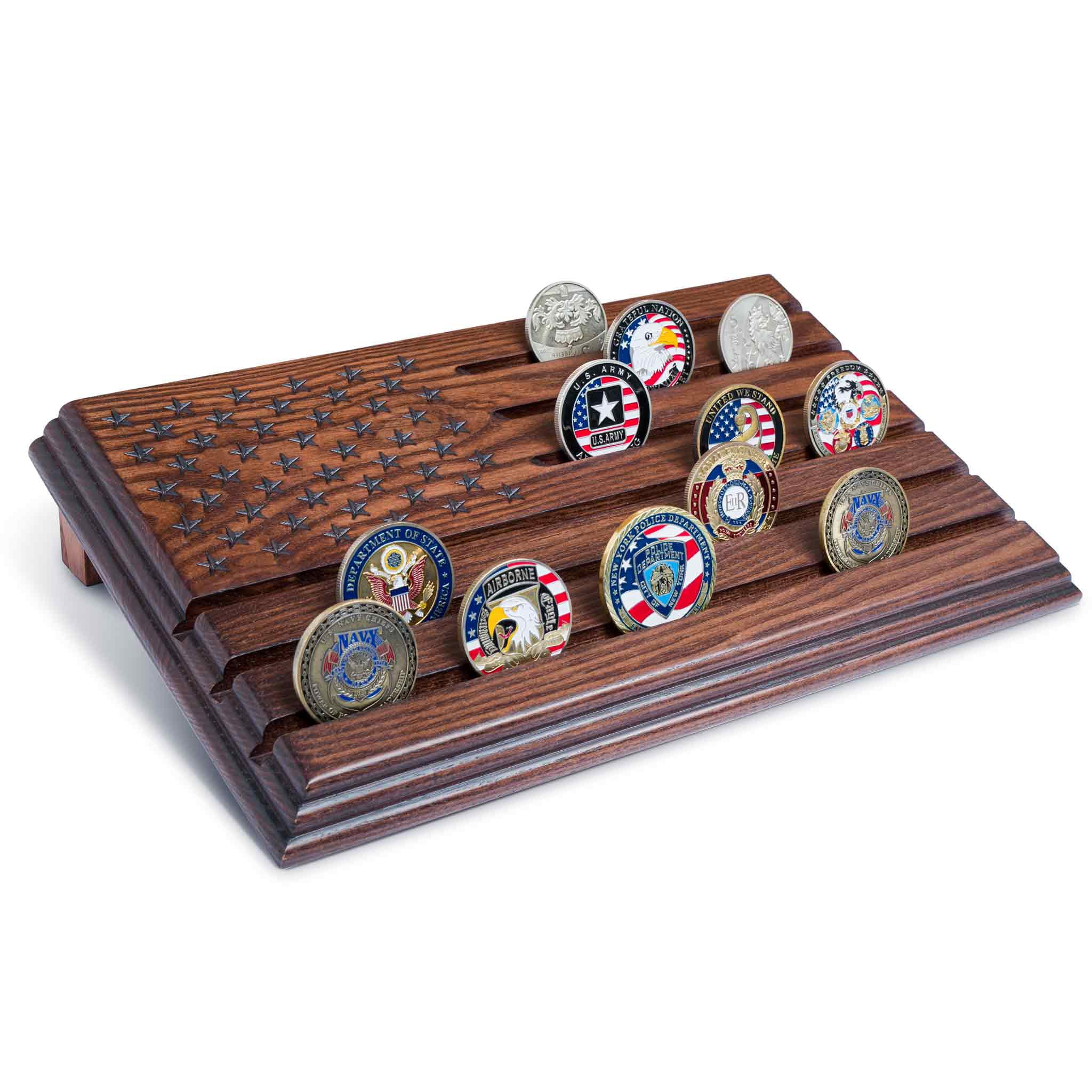TESLYAR 6 Rows Military Challenge Coins Stand Holder Display Rack
