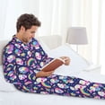 thumbnail image 6 of Picia Skull mushroom rainbow space Pattern Men’s Long-Sleeve Sleepwear Set - Soft 2-Piece Loungewear with Pockets, Comfy PJs for Relaxing Nights-Medium, 6 of 7