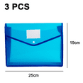 thumbnail image 2 of 3 packs Plastic File Wallet Envelope Expanding File Folder Document Organizer with Snap Closure & Label Pocket Clear Colored Waterproof Accordion File Pouch for Office Home Storage - Blue, 2 of 5