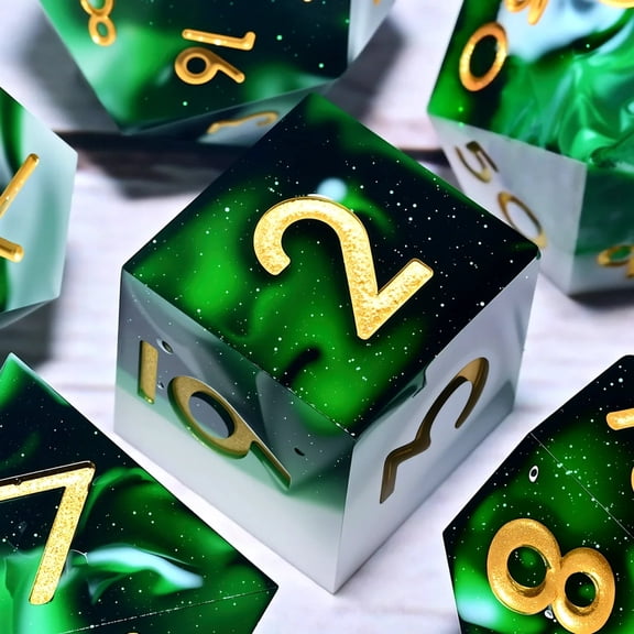 DND Resin Dice 7-Piece Set for Dungeons and Dragons DND 5e RPG Gift, Board Game Tabletop Role Playing Dice Game, Birthday Gift, Christmas, Thanksgiving, Halloween