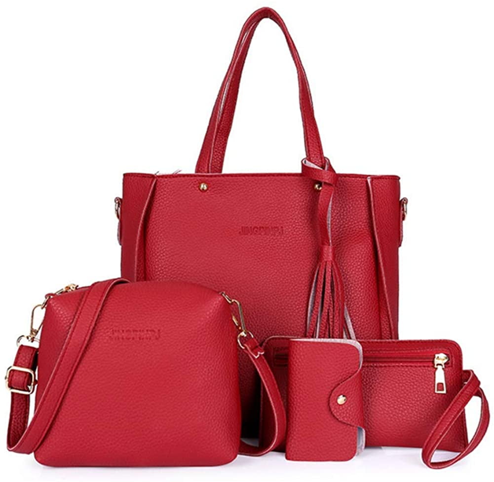 4pcs Women Leather Handbag Lady Shoulder Bags Tote Purse Messenger Satchel Set 4pcs Women Leather Handbag Lady Shoulder Bags Tote Purse Messenger Satchel Set