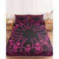 thumbnail image 2 of King Size Fitted Sheet Set - Halloween 3 Piece Bedding Sets 16" Deep Pocket Fitted Sheet with 2 Pillowcases, Vintage Skeleton Pink Fall Holiday Brushed Microfiber Hotel Luxury Bed Sheets, 2 of 9