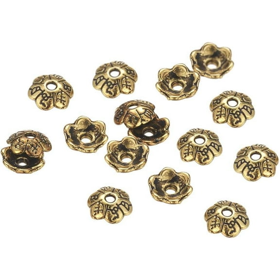 500pcs Antique Golden Beads Caps Flower Cone Ends Caps 6mm for DIY Crafting Earring Bracelet Jewelry Making