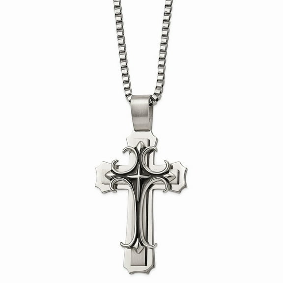 Stainless Steel Cross Pendant Necklace; 24 inch; for Adults and Teens; for Women and Men