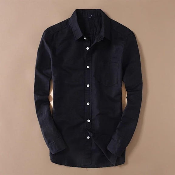 Branded Stylish Pure Black Linen Cotton Casual Shirt for Men